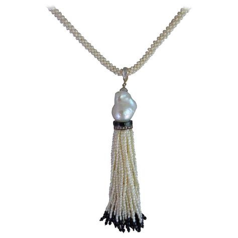 Marina J Seed Pearl Long Rope Like Sautoir Necklace With Tassel For