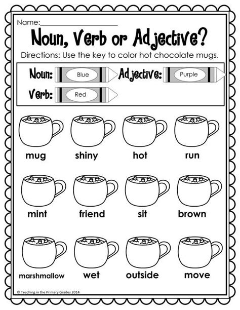 Noun Verb Adjective Worksheet