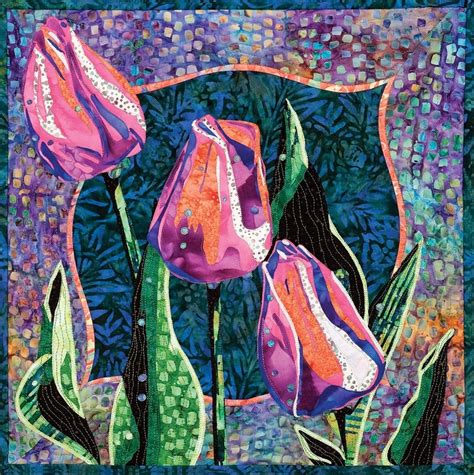Tulip patch quilt pattern pieced/applique pk. 18.5" x 18.5" Quilt Pattern - 'Tulips' by Brenda Yirsa ...