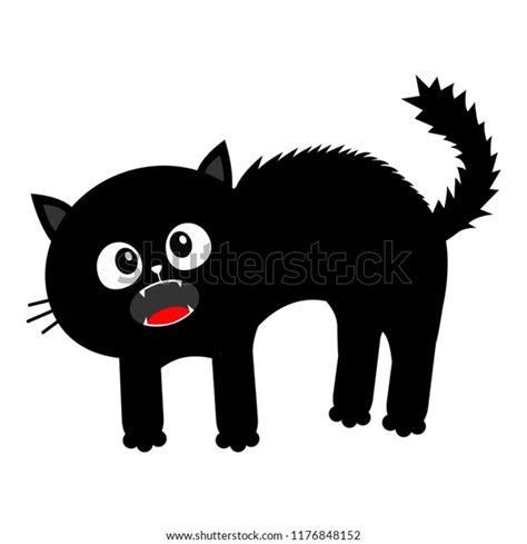 Screaming Kitten Frightened Cat Arch Back Stock Vector Royalty Free