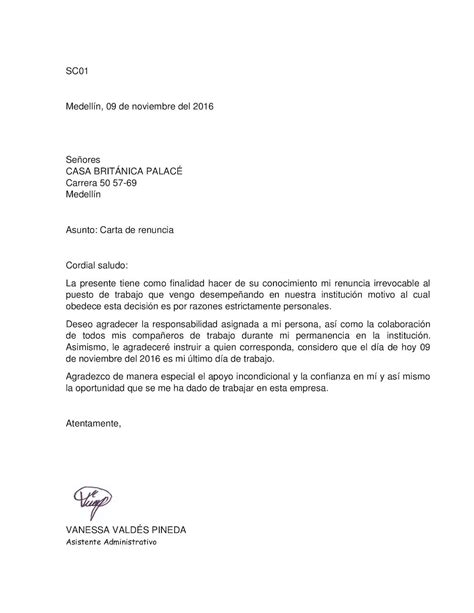 Carta De Resignacion Ejemplo Lavozdelmedio