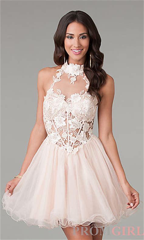 High Neck Lace Dress Short Prom Dress Dave And Johnny Promgirl