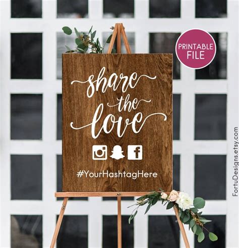 Wooden Hashtag Sign Share The Love Sign Wood Printable Etsy