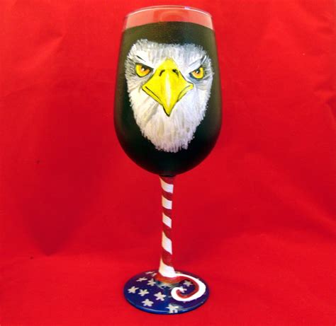 Eagle Wine Glass Hand Painted Large 18 5oz Wine Glass Etsy