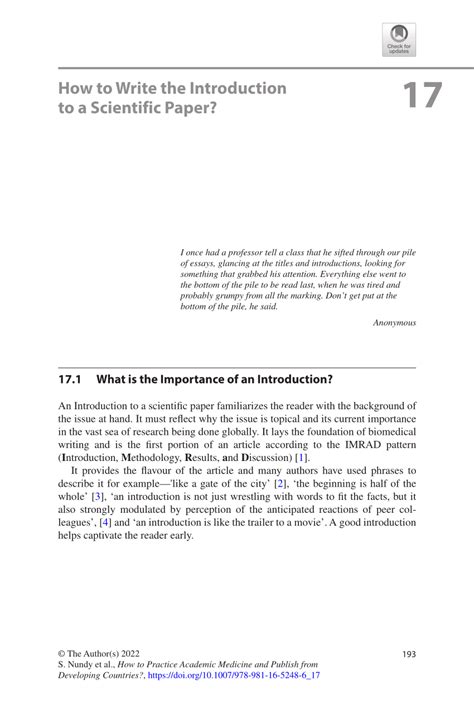 Pdf How To Write The Introduction To A Scientific Paper