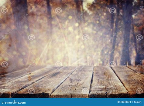 Wood Boards And Nature Backgrounds Of Summer Light Among Trees Stock