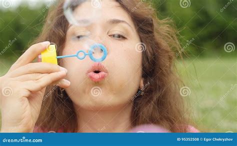 Woman Blowing Soap Bubbles At Sunset Stock Footage Video Of Blonde Bench 95352508