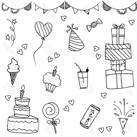 Happy Birthday Line Drawing At Explore Collection