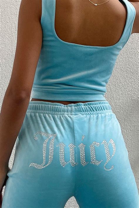 Juicy Couture Uo Exclusive Velour Blue Flare Track Pants Urban