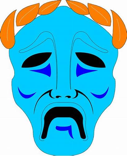 Drama Mask Tragedy Clipart Theatre Faces Illustration