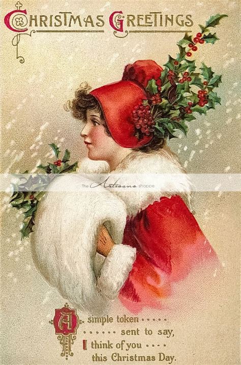 Instant Download Printable Art Victorian Christmas Postcard Etsy