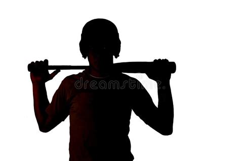Silhouette Of Fit Baseball Player Holding His Bat Stock Image Image