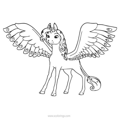 Mia And Me Coloring Pages Unicorn Onchao With Wings