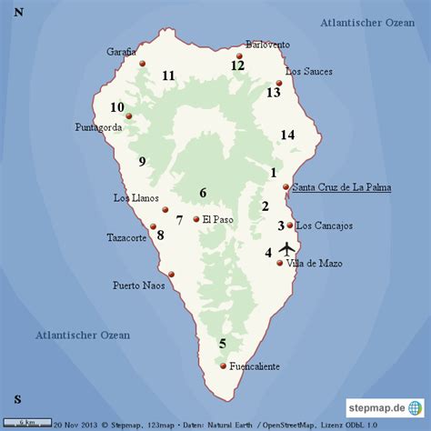 Stepmap Übersichtskarte La Palma Landkarte Für Welt Free Download