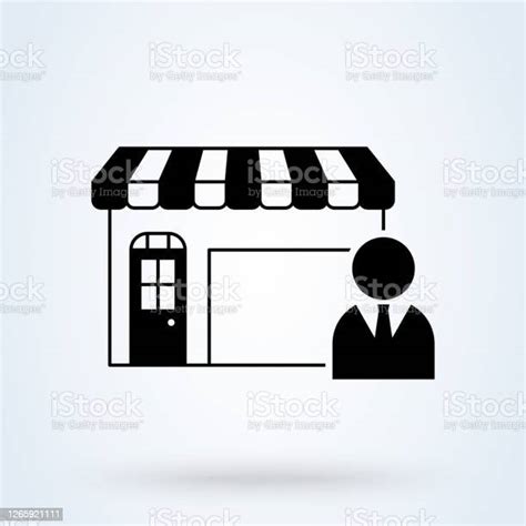Salesperson Or Seller And Store Vector Illustration Shop Symbol Icon