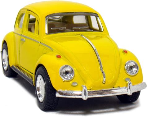 Yellow 1967 Classic Die Cast Volkwagen Beetle Toy With Pull Back Action