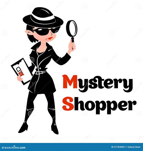 Black And White Mystery Shopper Woman In Spy Coat Stock Illustration