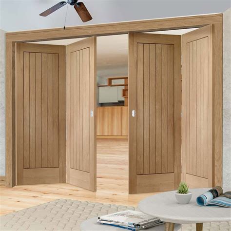 Bespoke Thrufold Suffolk Oak Folding 22 Door With Vertical Lining