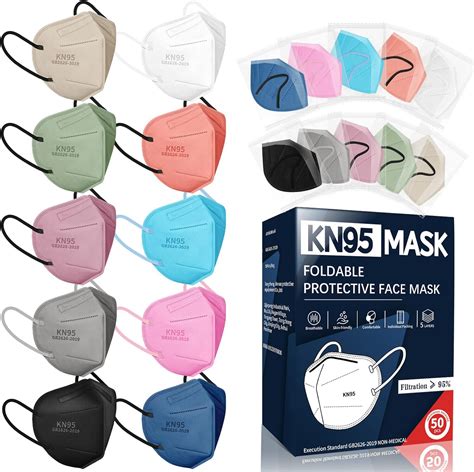 Kn95 Face Masks For Adults 50 Pack 10 Colors Disposable