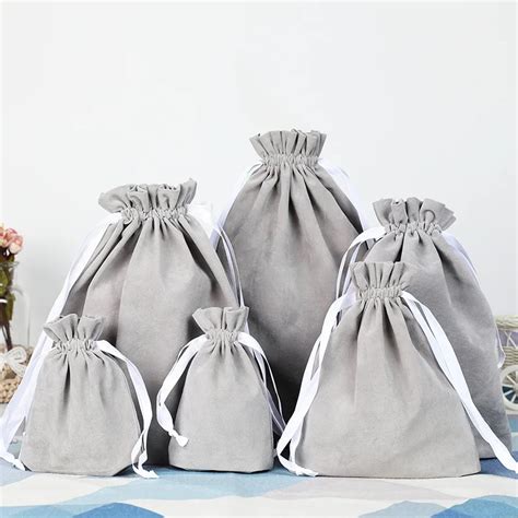 High Quality Packing Gray Velvet Bag Custom Logo Print Pouch Wholesale