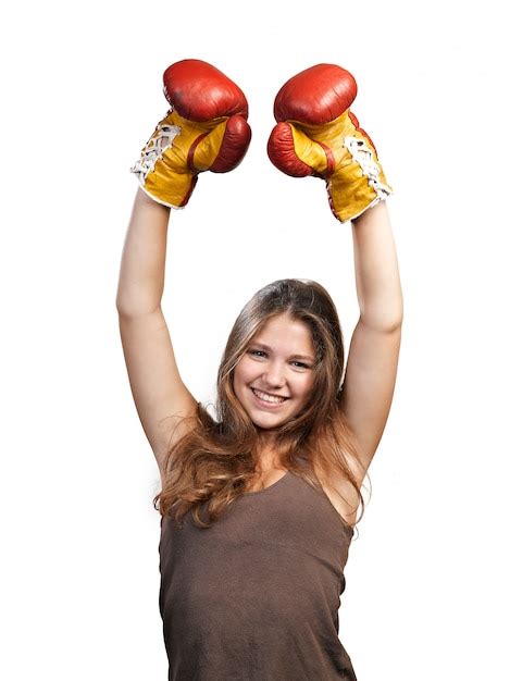 Premium Photo Attractive Young Woman Wearing Boxing Gloves