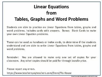 Writing Linear Equations - Find Slope from Tables, Graphs ...