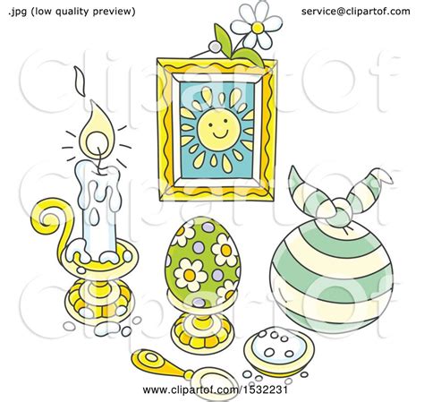 Clipart Of A Still Life Of Easter Holiday Salt A Candle Egg And