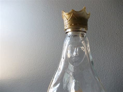 Virgin Mary Glass Bottle Vintage Mexican Liquor Bottle