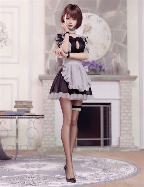 Fantasy Girl High Heels Maid Outfit 3d Luck Zs Wallpaper Resolution 1483x1920 Id 1314696