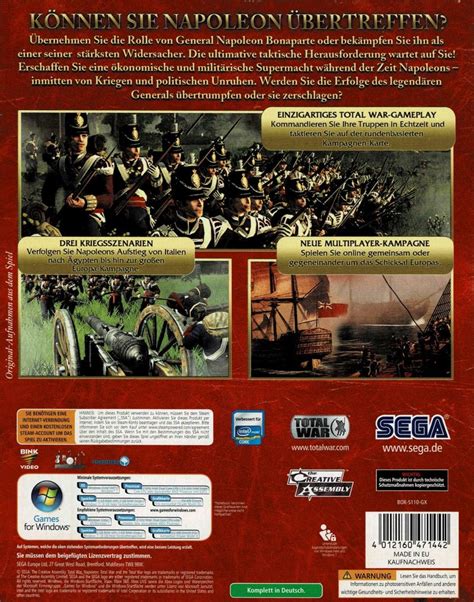 Napoleon Total War 2010 Box Cover Art Mobygames