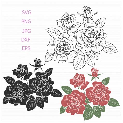 Flowers SVG svg Rose Cricut File svg Roses Stencil Paper | Etsy