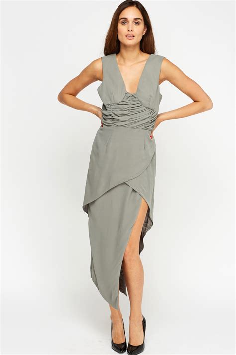 Ruched Silver Wrap Dress Just 3