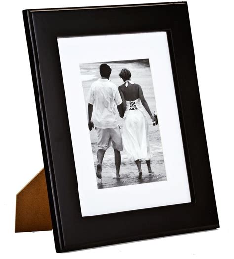 4 X 6 Matted Picture Frame For Table Or Wall White Mat Wood Rectangular Black Black