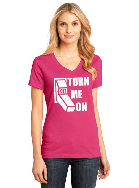 Ladies Turn Me On V Neck Tee Sex Lightswitch Party Ebay