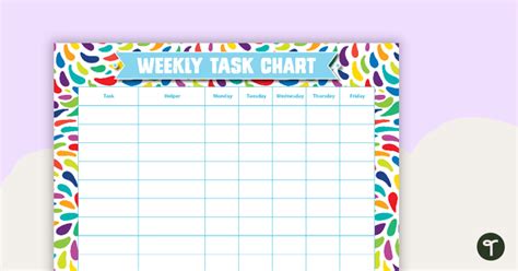 Colours Of The Rainbow Weekly Task Chart Teach Starter