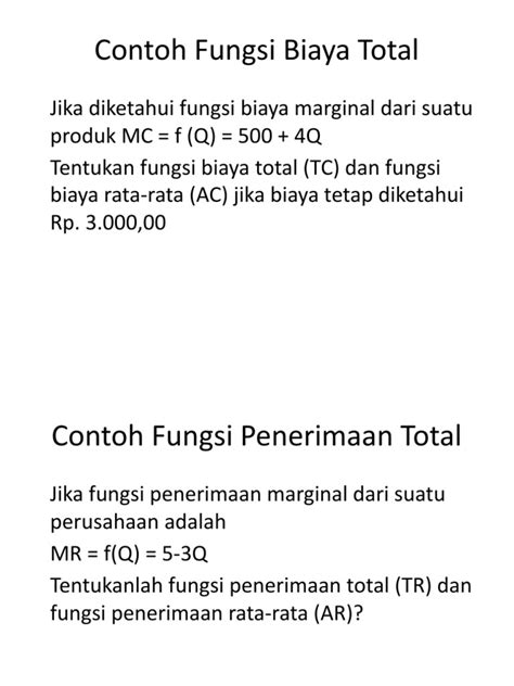 Contoh Fungsi Biaya Total Pdf