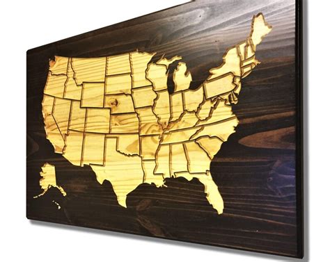 Wooden Us Map Wood Wall Art Home Wall Decor United States Etsy