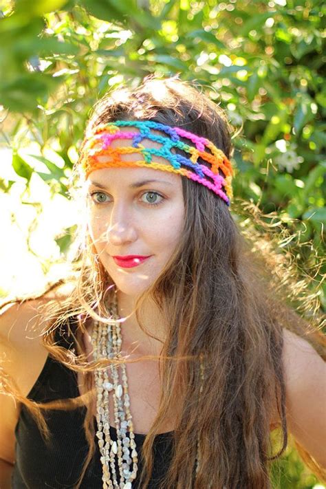 Rainbow Hippie Headband Boho Style Womens Hair Bands Etsy Hippie