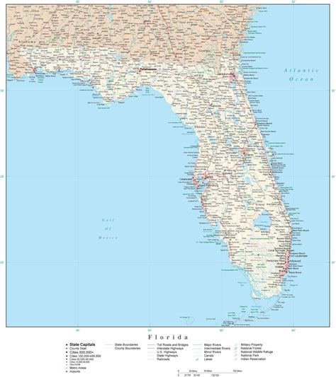 Florida Detailed Map In Adobe Illustrator Vector Format Detailed