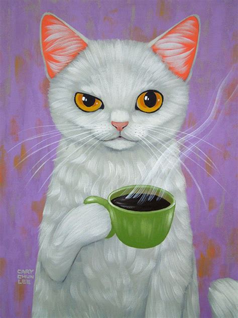 Our baby is watching cartoons. "White Cat and Black Coffee" by Cary Chun Lee; various ...