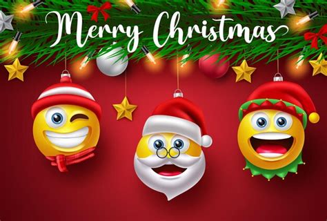 Projeto De Vetor De Personagem Emoji De Natal Texto De Feliz Natal Com