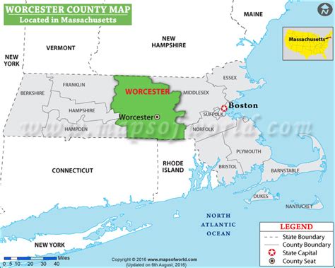 Worcester County Map Massachusetts