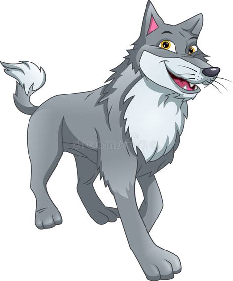 Wolf Cartoon On A White Background Stock Vector Illustration Of Back