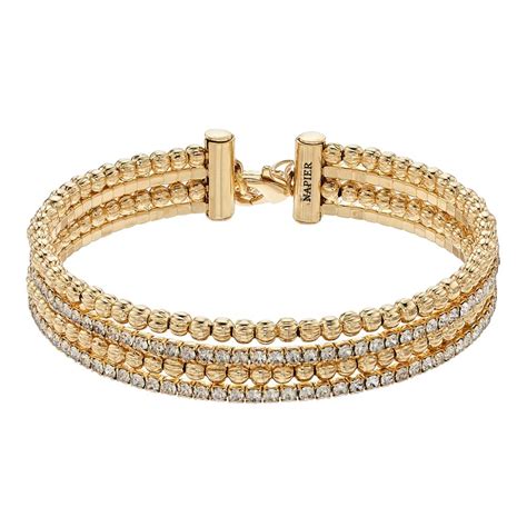 Bracelets Napier Womens Gold/Multi Beaded Stretch Bracelet Women afrikamart.com