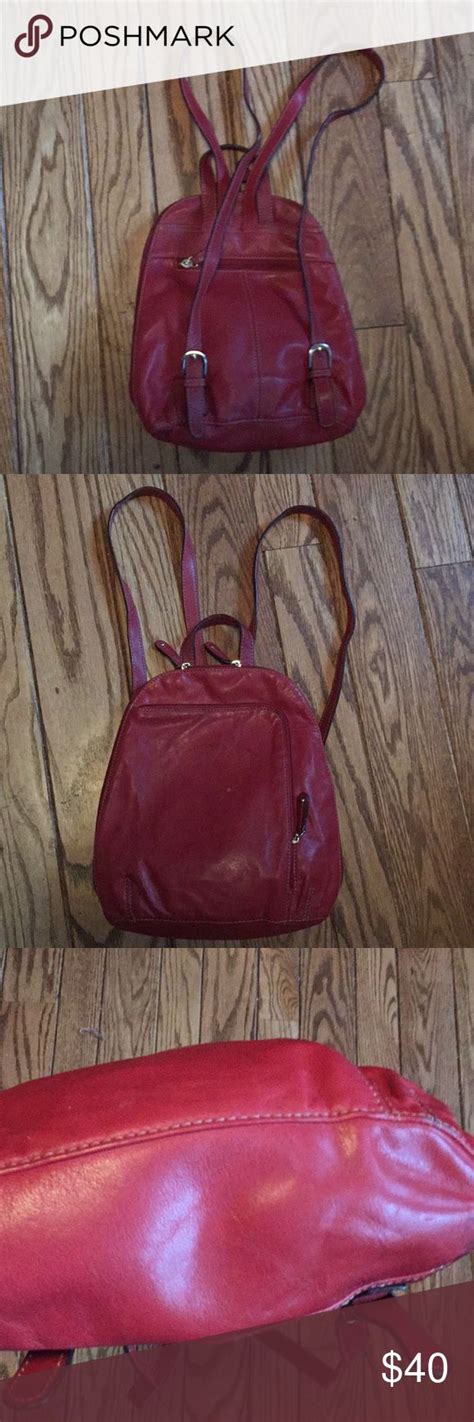 Tignanello Red Leather Backpack Red Leather Leather Backpack Leather