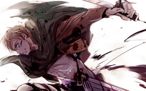 Find 40 images that you can add to blogs, websites, or as desktop and phone wallpapers. Wallpaper : Erwin Smith, Shingeki no Kyojin, anime boys ...