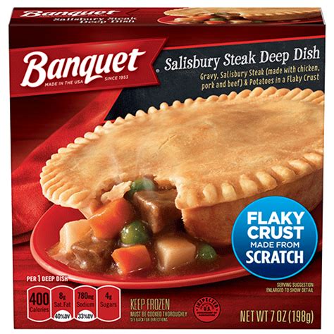 It usually consists of a homemade hamburger patty smothered in a rich and flavorful brown gravy served with noodles or mashed potatoes. Salisbury Steak Deep Dish | Banquet