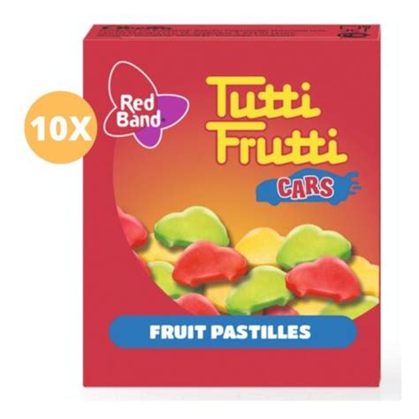 10 Packet X Red Band Tutti Frutti Candy Pastilles Cars 18 Gram توتي