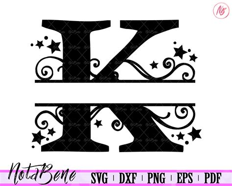 Split Monogram Svgletter K Split Monogram Dxf Cutting File For Cameo