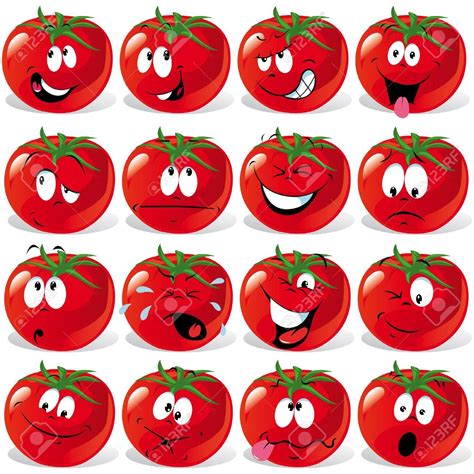 Cartoon Tomato With Many Expressions Royalty Free Cliparts Vectors